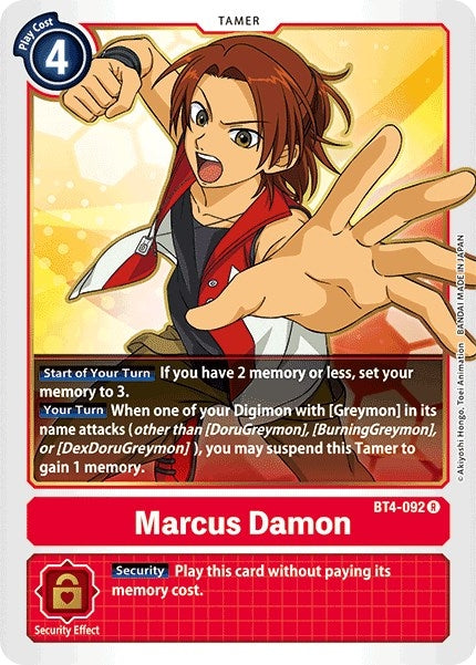 Image for Marcus Damon (BT4-092 R) (BT04) - Digimon Card Game