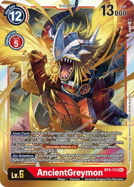 Image for AncientGreymon (BT4-113 SEC) (BT04) - Digimon Card Game