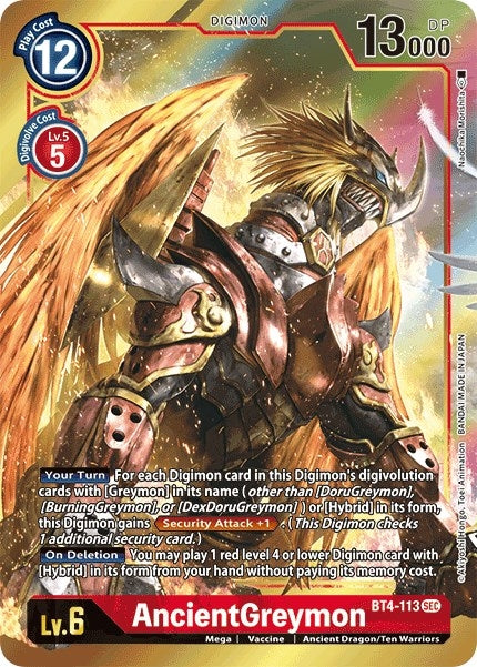 Image for AncientGreymon (Alternate Art) (BT4-113 SEC) (BT04) - Digimon Card Game