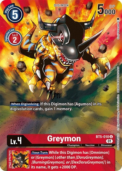 Image for Greymon - BT5-010 (Premier TO Event June 2021) (BT5-010 U) (BT05) - Digimon Card Game