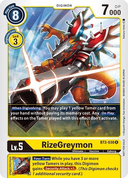 Image for RizeGreymon - BT2-038 (Official Tournament Pack Vol.2) (BT2-038 R) (BT01-03A) - Digimon Card Game
