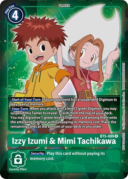 Image for Izzy Izumi & Mimi Tachikawa (Box Topper) (BT5-089 R) (BT05) - Digimon Card Game