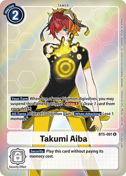 Image for Takumi Aiba (Box Topper) (BT5-091 R) (BT05) - Digimon Card Game