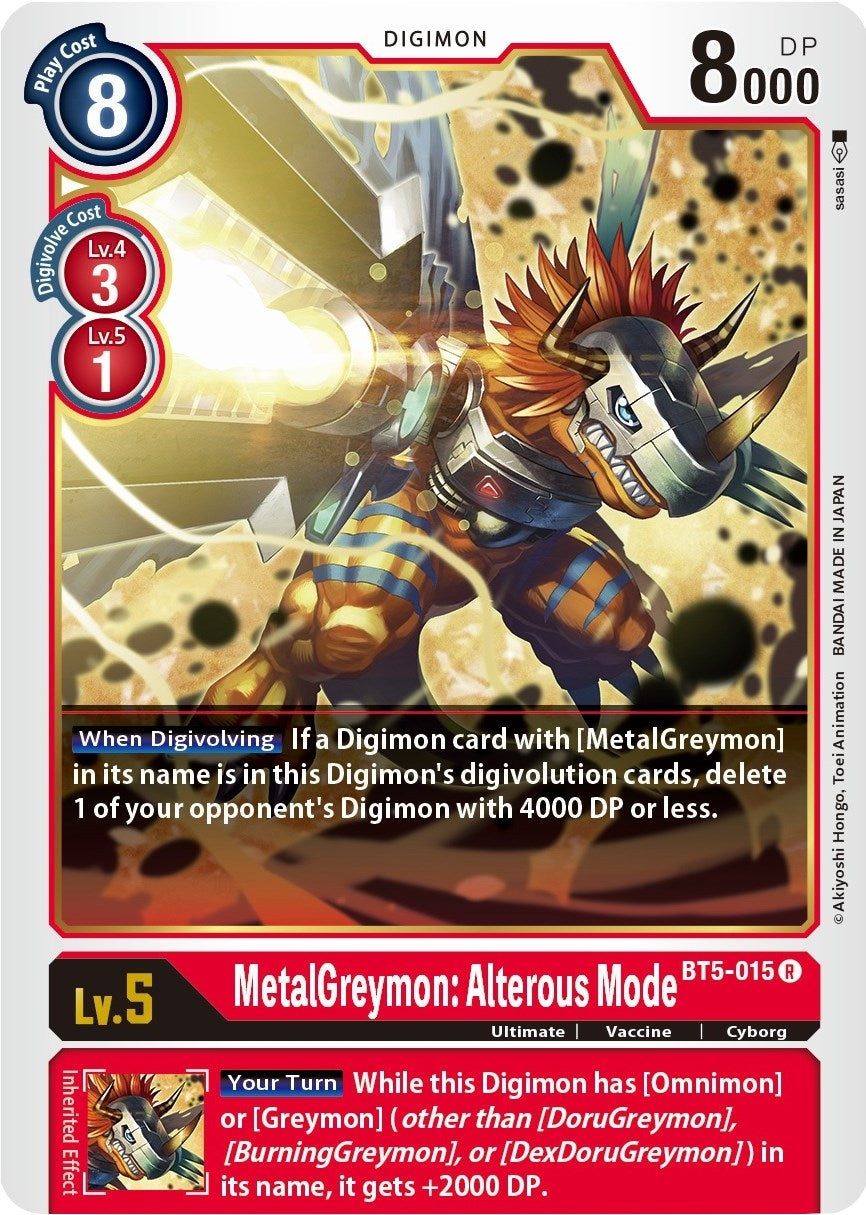 Image for MetalGreymon: Alterous Mode (BT5-015 R) (BT05) - Digimon Card Game