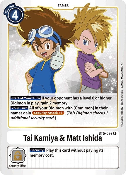 Image for Tai Kamiya & Matt Ishida (BT5-093 R) (BT05) - Digimon Card Game