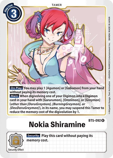 Image for Nokia Shiramine (BT5-092 R) (BT05) - Digimon Card Game