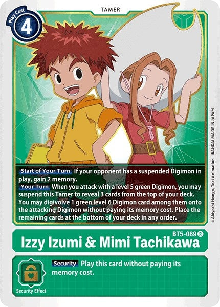 Image for Izzy Izumi & Mimi Tachikawa (BT5-089 R) (BT05) - Digimon Card Game