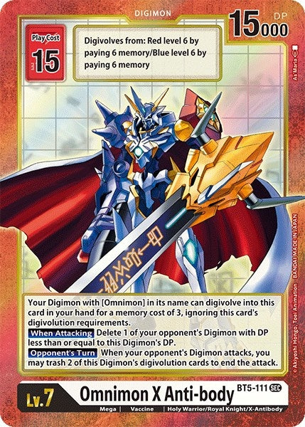 Image for Omnimon X Anti-body (Alternate Art) (BT5-111 SEC) (BT05) - Digimon Card Game