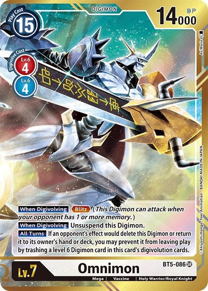 Image for Omnimon (Alternate Art - As'Maria) (BT5-086 SR) (BT05) - Digimon Card Game