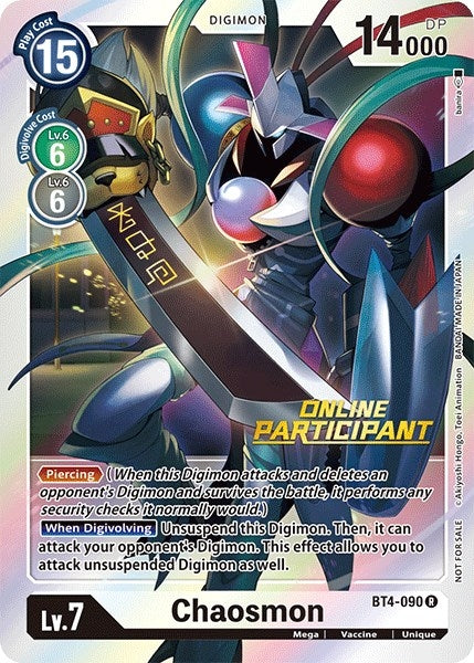 Image for Chaosmon - BT4-090 (2021 Championship Online Regional) [Online Participant] (BT4-090 R) (BT04) - Digimon Card Game