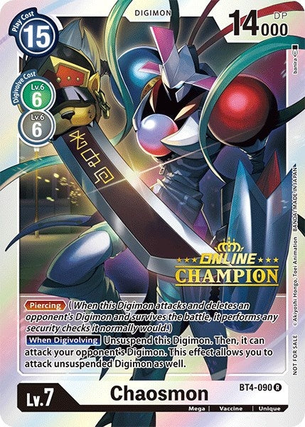 Image for Chaosmon - BT4-090 (2021 Championship Online Regional) [Online Champion] (BT4-090 R) (BT04) - Digimon Card Game