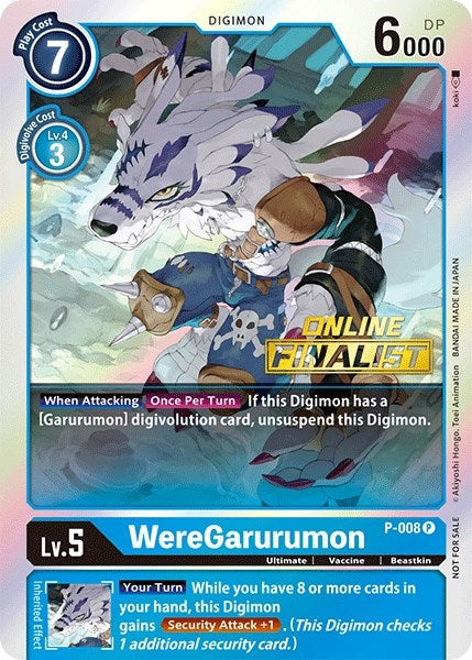 Image for WereGarurumon - P-008 (2021 Championship Online Regional) [Online Finalist] (P-008 P) (D-PR) - Digimon Card Game