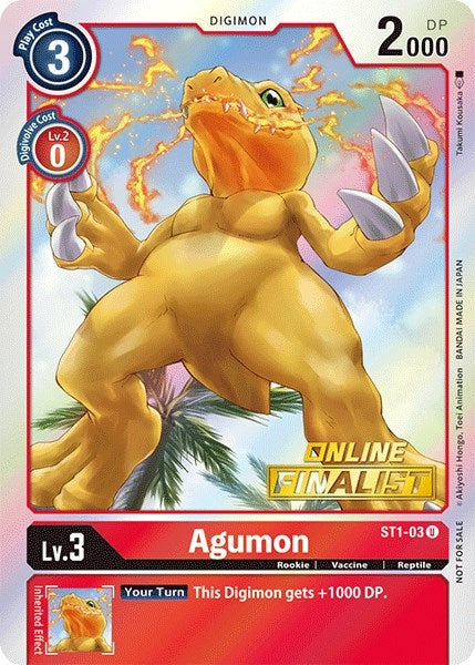 Image for Agumon - ST1-03 (2021 Championship Online Regional) [Online Finalist] (ST1-03 U) (ST-1) - Digimon Card Game