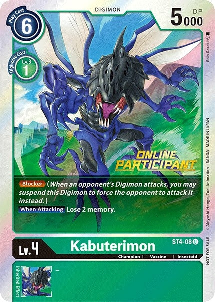 Image for Kabuterimon - ST4-08 (2021 Championship Online Regional) [Online Participant] (ST4-08 U) (ST-4) - Digimon Card Game