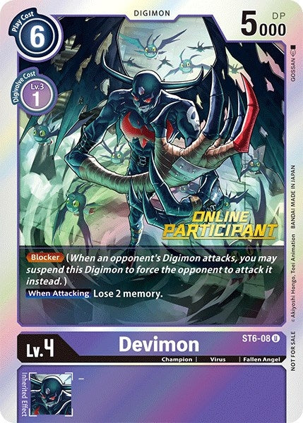 Image for Devimon - ST6-08 (2021 Championship Online Regional) [Online Participant] (ST6-08 U) (ST-6) - Digimon Card Game