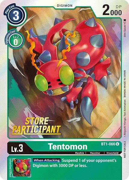Image for Tentomon - BT1-066 (Store Participant) (BT1-066 U) (BT01-03A) - Digimon Card Game