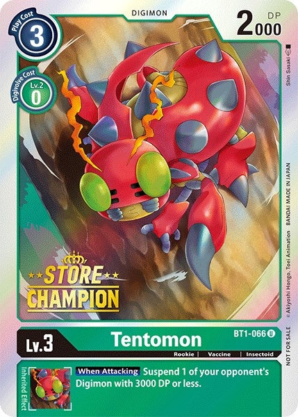 Image for Tentomon - BT1-066 (Store Champion) (BT1-066 U) (BT01-03A) - Digimon Card Game