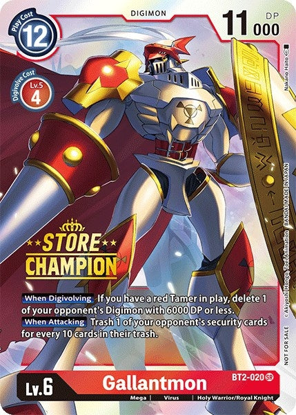 Image for Gallantmon - BT2-020 (Store Champion) (BT2-020 SR) (BT01-03A) - Digimon Card Game