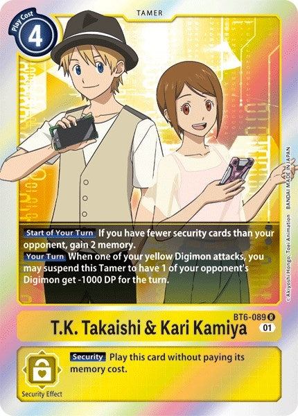 Image for T.K. Takaishi & Kari Kamiya (BT6-089 R) (BT06) - Digimon Card Game
