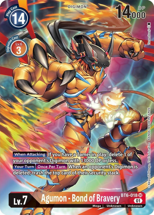 Image for Agumon - Bond of Bravery (Alternate Art) (BT6-018 SR) (BT06) - Digimon Card Game