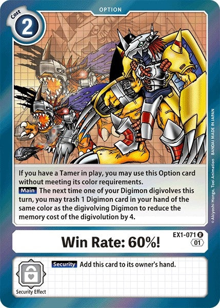 Image for Win Rate: 60%! (EX1-071 R) (EX01) - Digimon Card Game