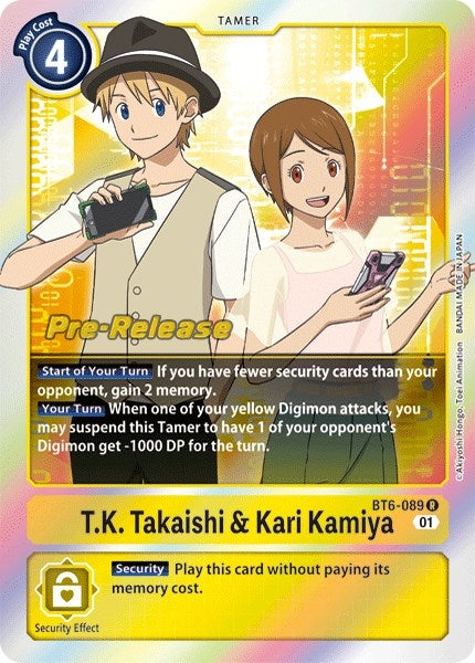 Image for T.K. Takaishi & Kari Kamiya (BT6-089 R) (BT06_PR) - Digimon Card Game