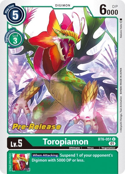 Image for Toropiamon (BT6-051 U) (BT06_PR) - Digimon Card Game