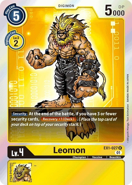 Image for Leomon (EX1-027 R) (EX01) - Digimon Card Game