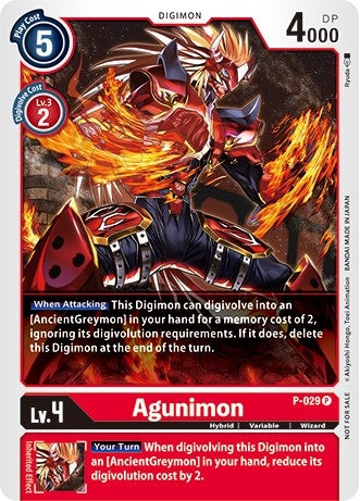 Image for Agunimon - P-029 (P-029 P) (RPC) - Digimon Card Game