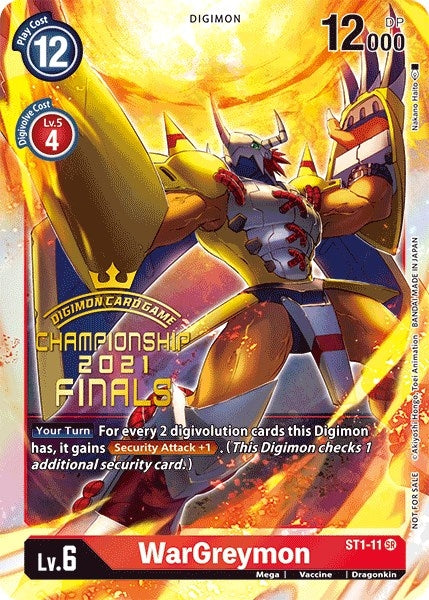 Image for WarGreymon (2021 Championship Finals Event Pack Alt-Art Gold Stamp Set) (ST1-11 SR) (ST-1) - Digimon Card Game