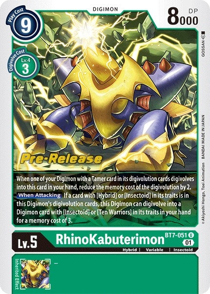 Image for Rhinokabuterimon (BT7-051 U) (BT07_PR) - Digimon Card Game