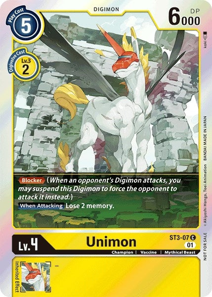 Image for Unimon - ST3-07 (Official Tournament Pack Vol.4) (ST3-07 C) (ST-3) - Digimon Card Game