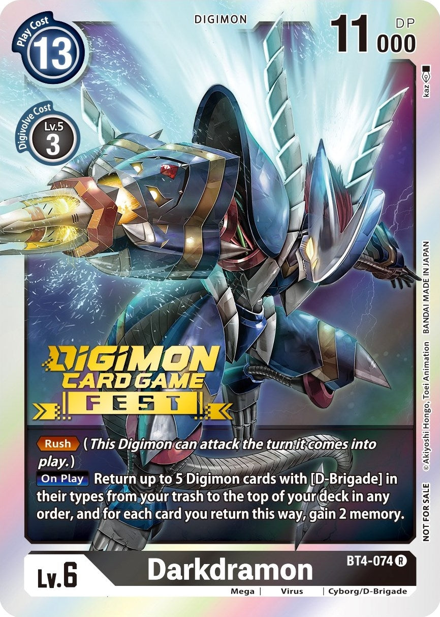 Image for Darkdramon (Digimon Card Game Fest 2022) (BT4-074 R) (BT04) - Digimon Card Game