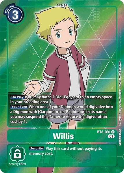 Image for Willis (Box Topper) (BT8-091 R) (BT08) - Digimon Card Game