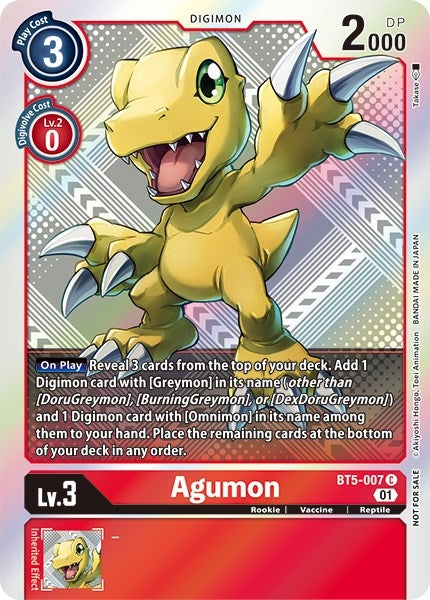 Image for Agumon (New Awakening Pre-Release Tournament Winner Card) (BT5-007 C) (BT08_PR) - Digimon Card Game