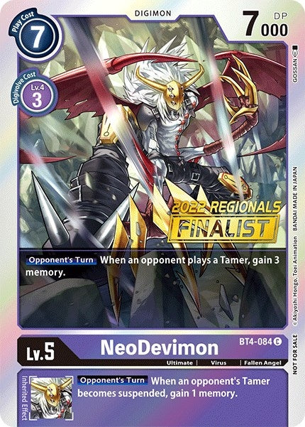 Image for NeoDevimon (2022 Championship Online Regional) [Online Finalist] (BT4-084 C) (BT04) - Digimon Card Game