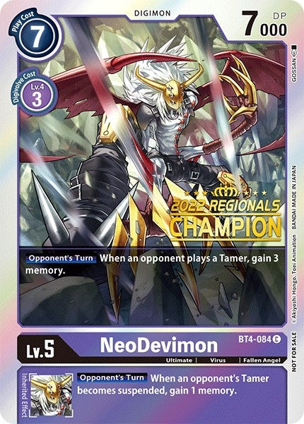 Image for NeoDevimon (2022 Championship Online Regional) [Online Champion] (BT4-084 C) (BT04) - Digimon Card Game
