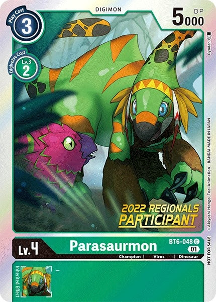 Image for Parasaurmon (2022 Championship Online Regional) [Online Participant] (BT6-048 C) (BT06) - Digimon Card Game