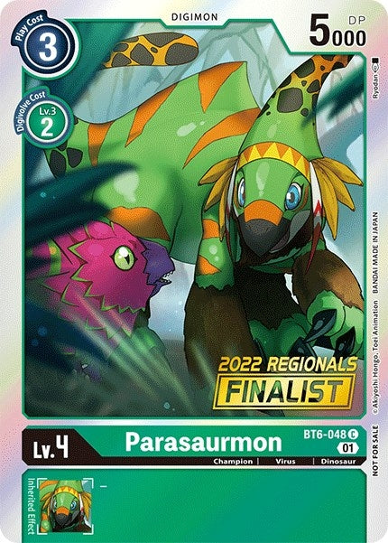 Image for Parasaurmon (2022 Championship Online Regional) [Online Finalist] (BT6-048 C) (BT06) - Digimon Card Game