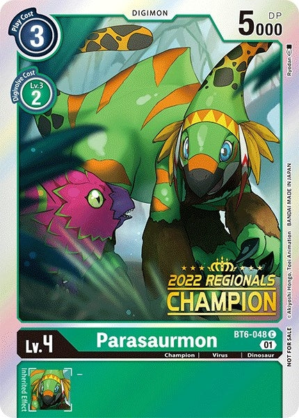 Image for Parasaurmon (2022 Championship Online Regional) [Online Champion] (BT6-048 C) (BT06) - Digimon Card Game