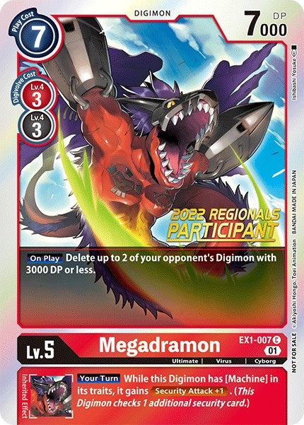 Image for Megadramon (2022 Championship Online Regional) [Online Participant] (EX1-007 C) (EX01) - Digimon Card Game