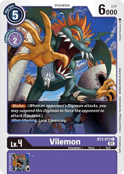 Image for Vilemon - BT2-072 (Tamer Party Vol. 4 Promo) (BT2-072 C) (BT01-03A) - Digimon Card Game