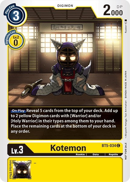 Image for Kotemon - BT5-034 (Tamer Party Vol. 5 Promo) (BT5-034 C) (BT05) - Digimon Card Game