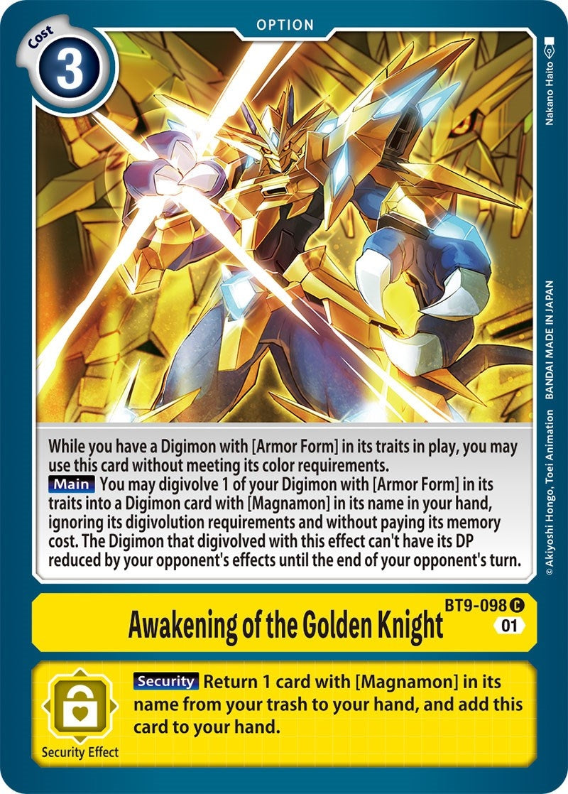 Image for Awakening of the Golden Knight (BT9-098 C) (BT09) - Digimon Card Game