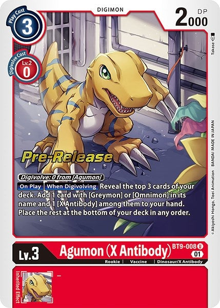 Image for Agumon (X Antibody) (BT9-008 U) (BT09_PR) - Digimon Card Game