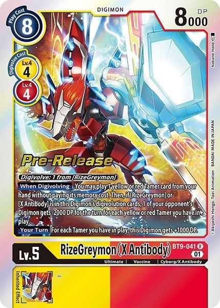 Image for RizeGreymon (X Antibody) (BT9-041 R) (BT09_PR) - Digimon Card Game