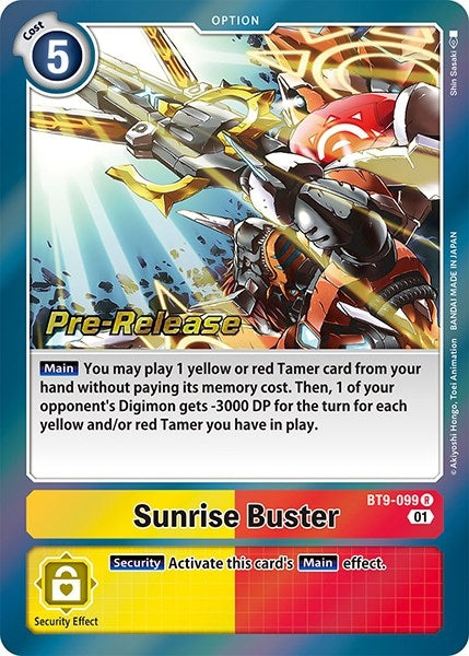 Image for Sunrise Buster (BT9-099 R) (BT09_PR) - Digimon Card Game