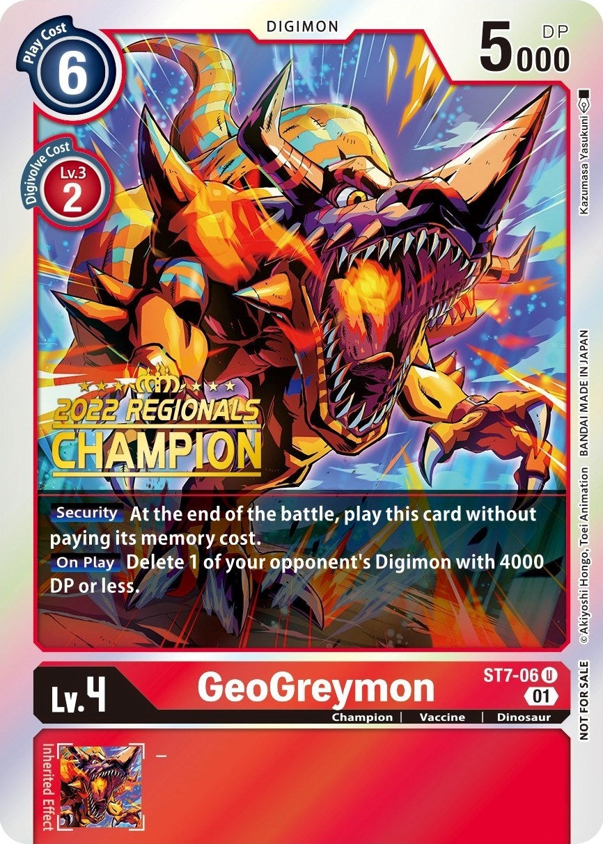 Image for GeoGreymon (2022 Championship Offline Regional) [Online Champion] (ST7-06 U) (ST-7) - Digimon Card Game