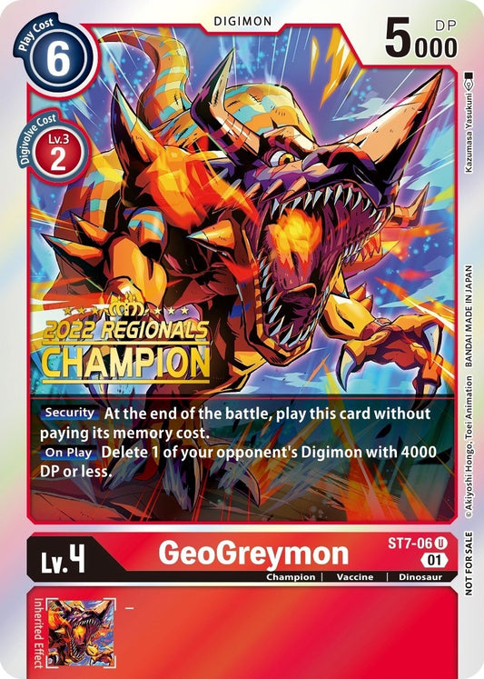 Image for GeoGreymon (2022 Championship Offline Regional) [Online Champion] (ST7-06 U) (ST-7) - Digimon Card Game
