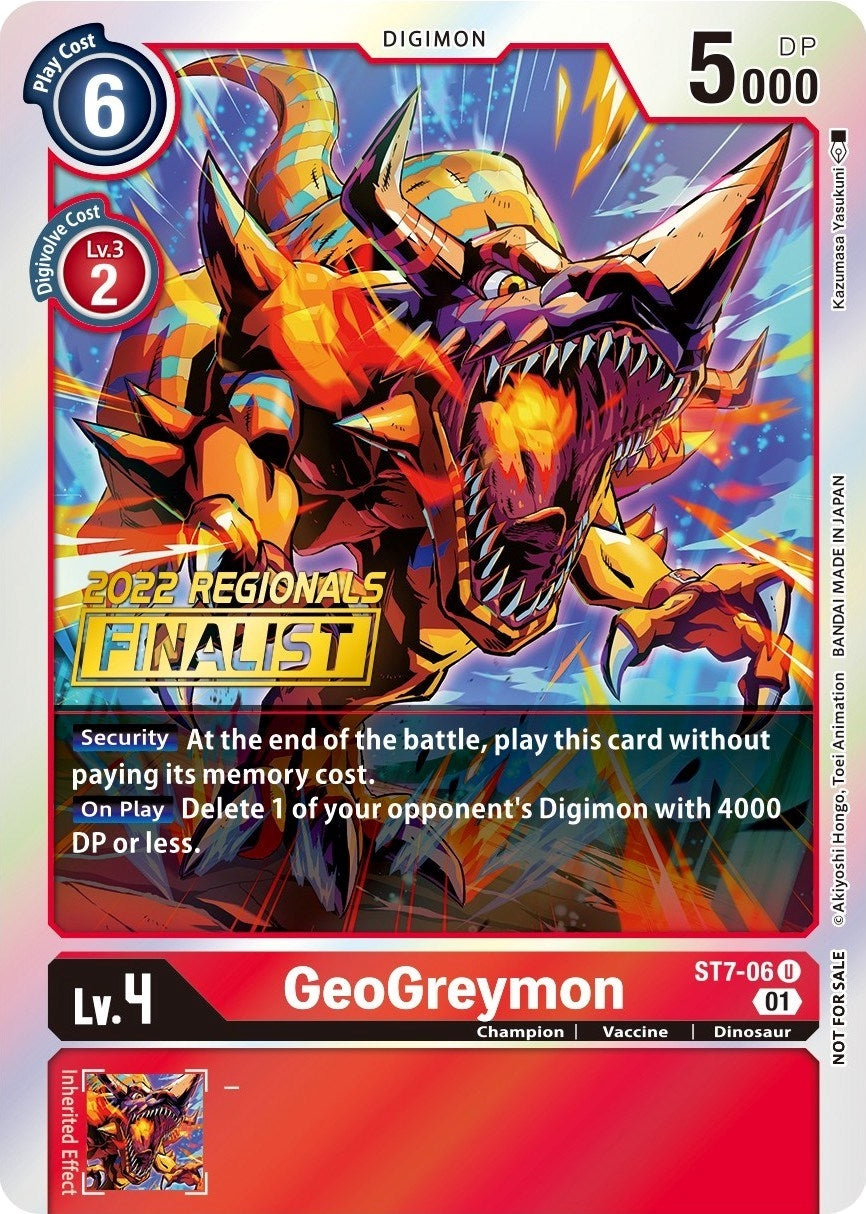 Image for GeoGreymon (2022 Championship Offline Regional) [Online Finalist] (ST7-06 U) (ST-7) - Digimon Card Game